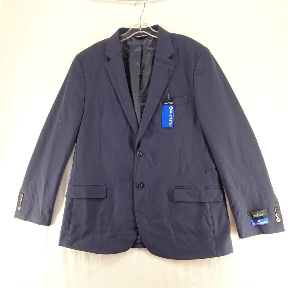 Men's NAUTICA Modern Fit Bi Stretch Suit Blazer Jacket in Solid Blue size 44R - Picture 2 of 11